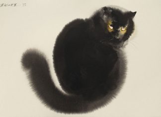 貓咪水墨畫創作! 有學過畫的人~值得一看他的巧妙技法!!! 水墨畫的貓10