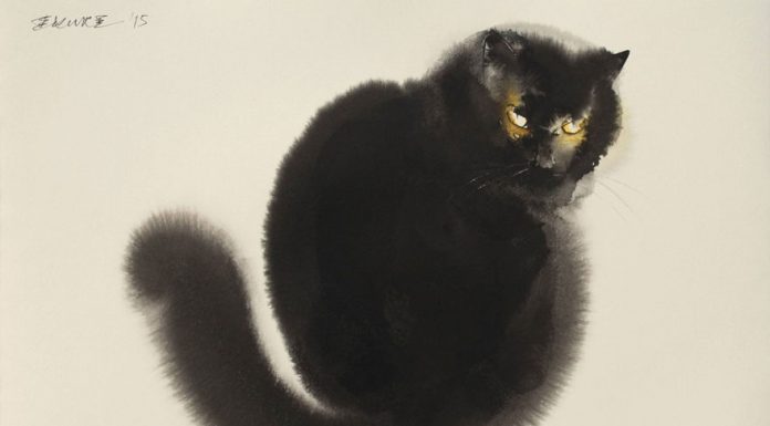 貓咪水墨畫創作! 有學過畫的人~值得一看他的巧妙技法!!! 水墨畫的貓10